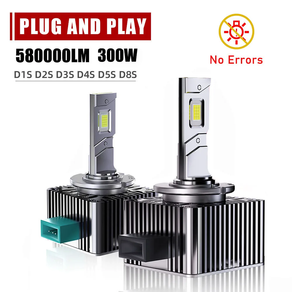 2PCS D1S D3S LED Car Headlights HID Bulbs 300W D2S D4S D8S D2R D4R Lamp Canbus No Errors Auto Light Cool White 6000K 12V 24V