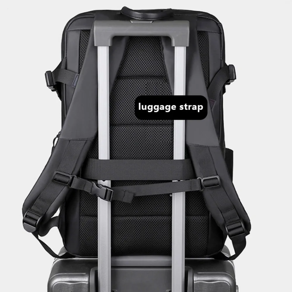 Imagem -04 - Mochila de Viagem em Couro Expansível para Homens Grande Capacidade Impermeável Bolsa de Negócios com Tiras Reflexivas Mochila Escolar