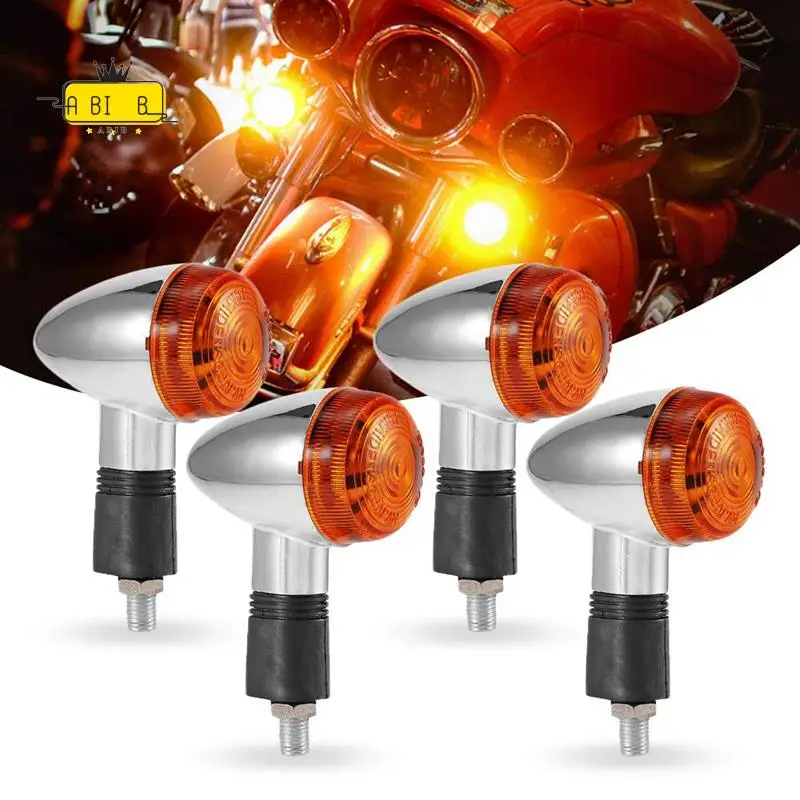 ABIB -Motorcycle Turn Signals Bullet-Front Rear Lights For Honda Kawasaki Yamaha Motorcycle Street Standard Custom Bike C