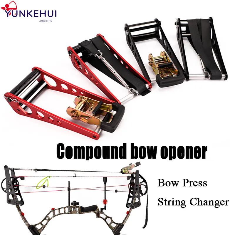 Compound Bow Opener Archery Bow Press String Changer Adjust Tools Aluminum Alloy Portable Bow Press Vise Full Split Ratchet-Loc