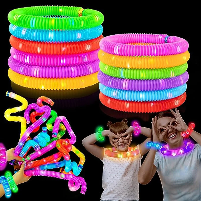 Glow Sticks Party Pack Glow Necklaces Bracelets Halloween Light up Pop Tubes Kids Glow in Dark Party Favor Supplies Decoration