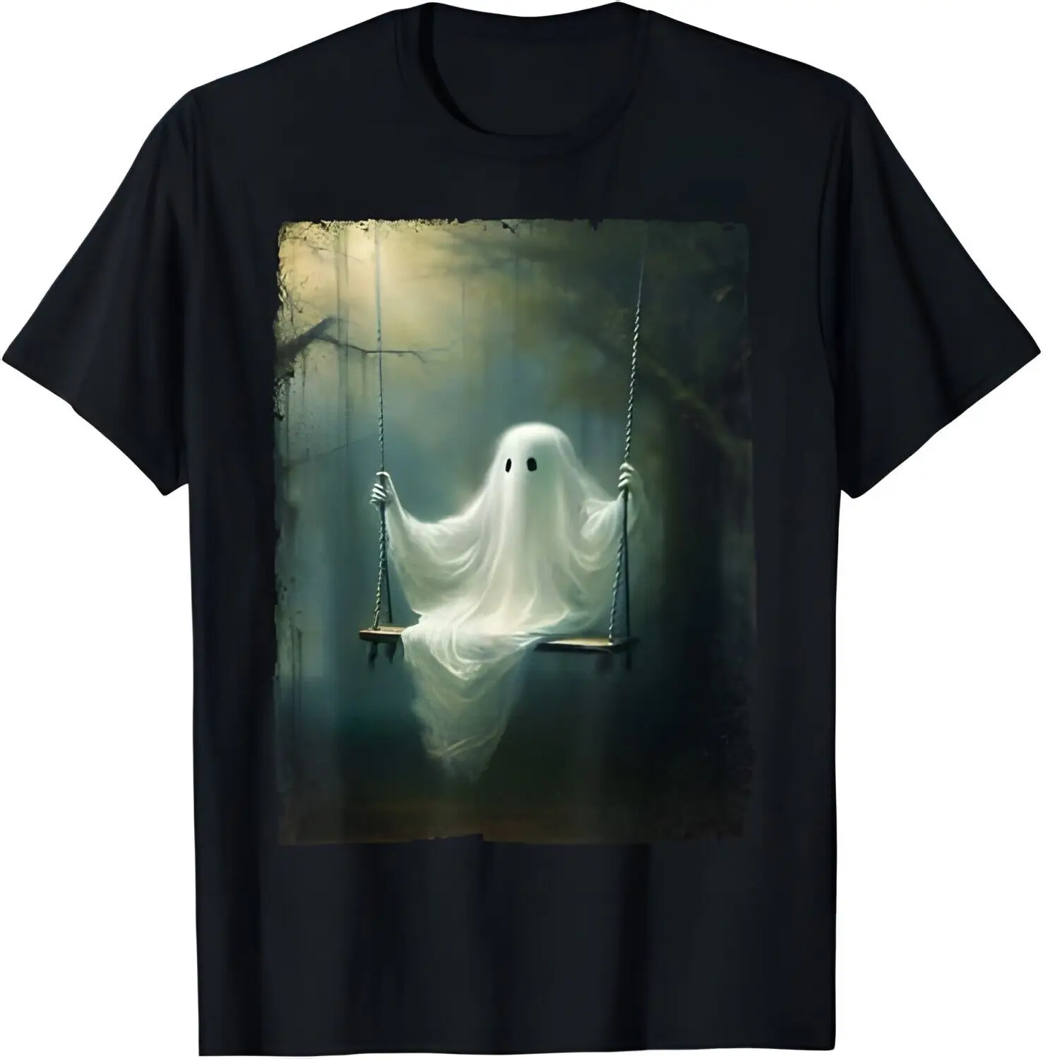 

Vintage Halloween Costume Ghost Swing In The Forest Graphic T-Shirt