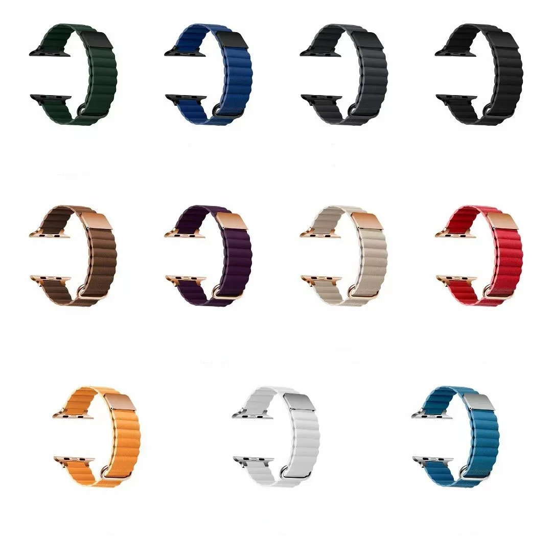 Magnetic Loop Band For Apple Watch 10 9 8 7 45mm 41mm 42mm 46mm Ultra 49mm Leather Metal Stainless Steel Wristband iWatch 6 5 4