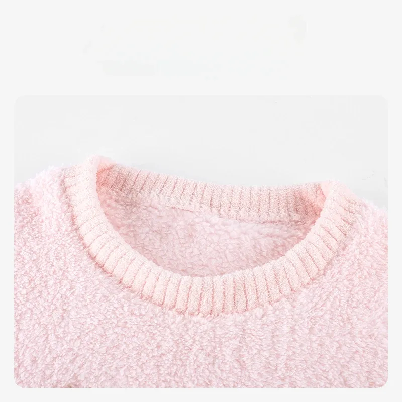 

Розовые пижамы с бантом, пуловер с длинными рукавами и круглым вырезом, мягкий топ, брюки, осенняя домашняя одежда, зимняя одежда для сна, комплекты одежды для женщин