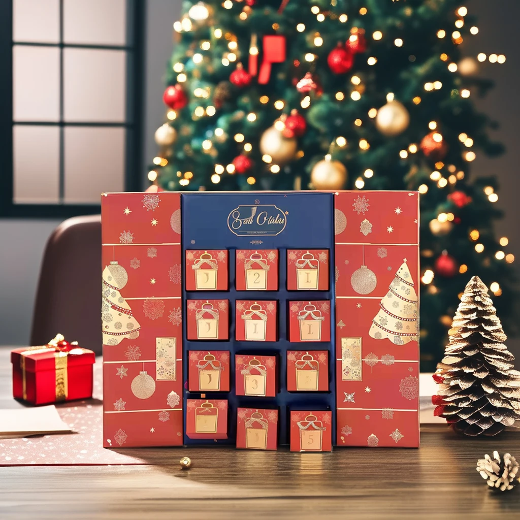 Customization.Wholesale Custom Advent Calendar Count Box Matt Lamination UV Coating Rigid Cardboard Packaging Coffee Gift Giving