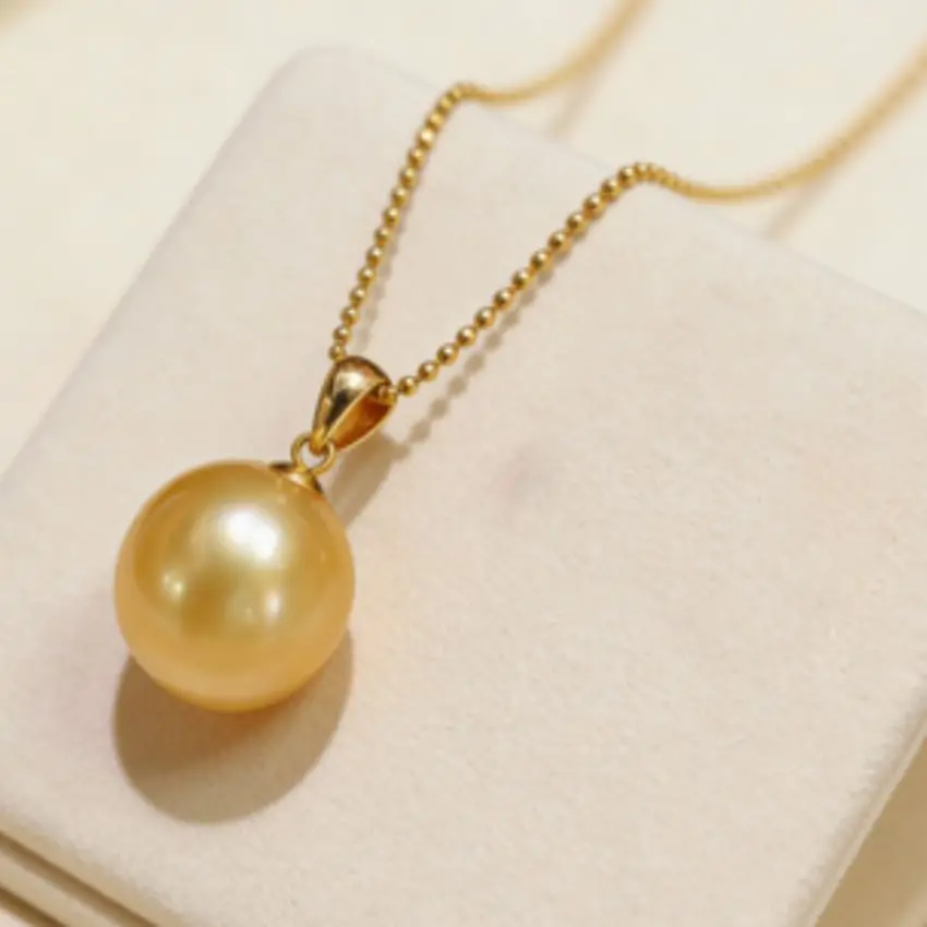 16MM Fashion Golden Shell Pearl Pendant Necklace 18inch Holiday gifts Lucky Party Beautiful Gift   Wedding