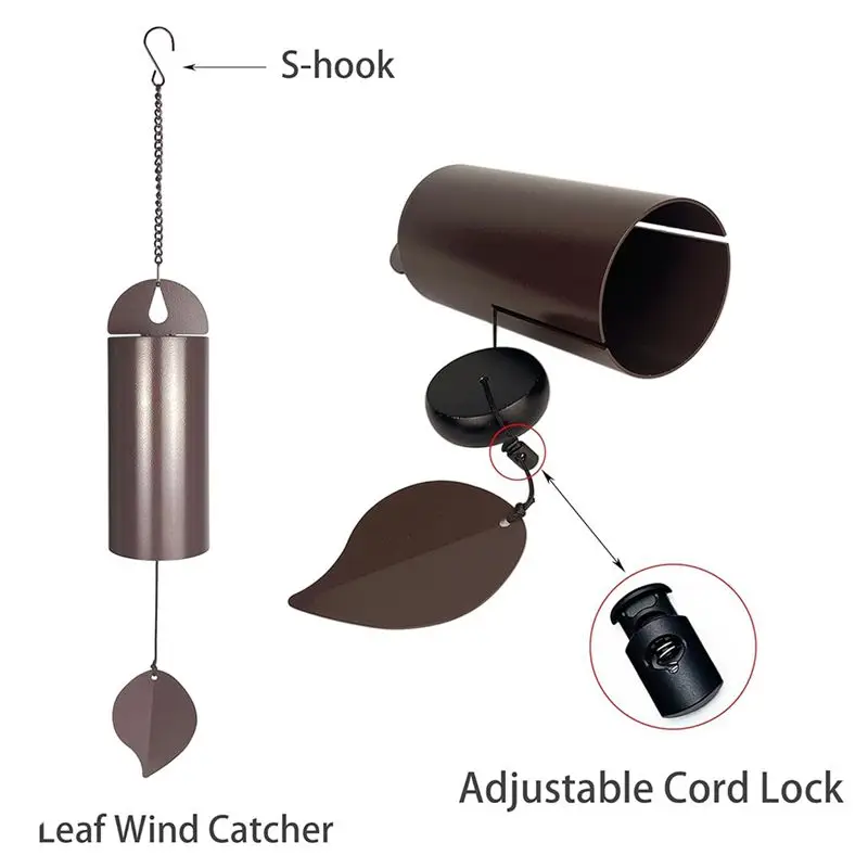 AB11 Deep Tone Wind Chime Cylinder, Outdoor Memorial Bell for Garden Courtyard, Rust-Resistant Iron Patio Hanging Bell, 26
