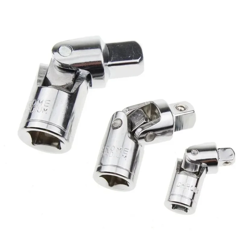 3Pcs Cr-V Universal Joint Socket Adapter 1/4 3/8 1/2 Inch Swivel Extension for Auto DIY Bicycle Motorcycle Repair Hand Tools