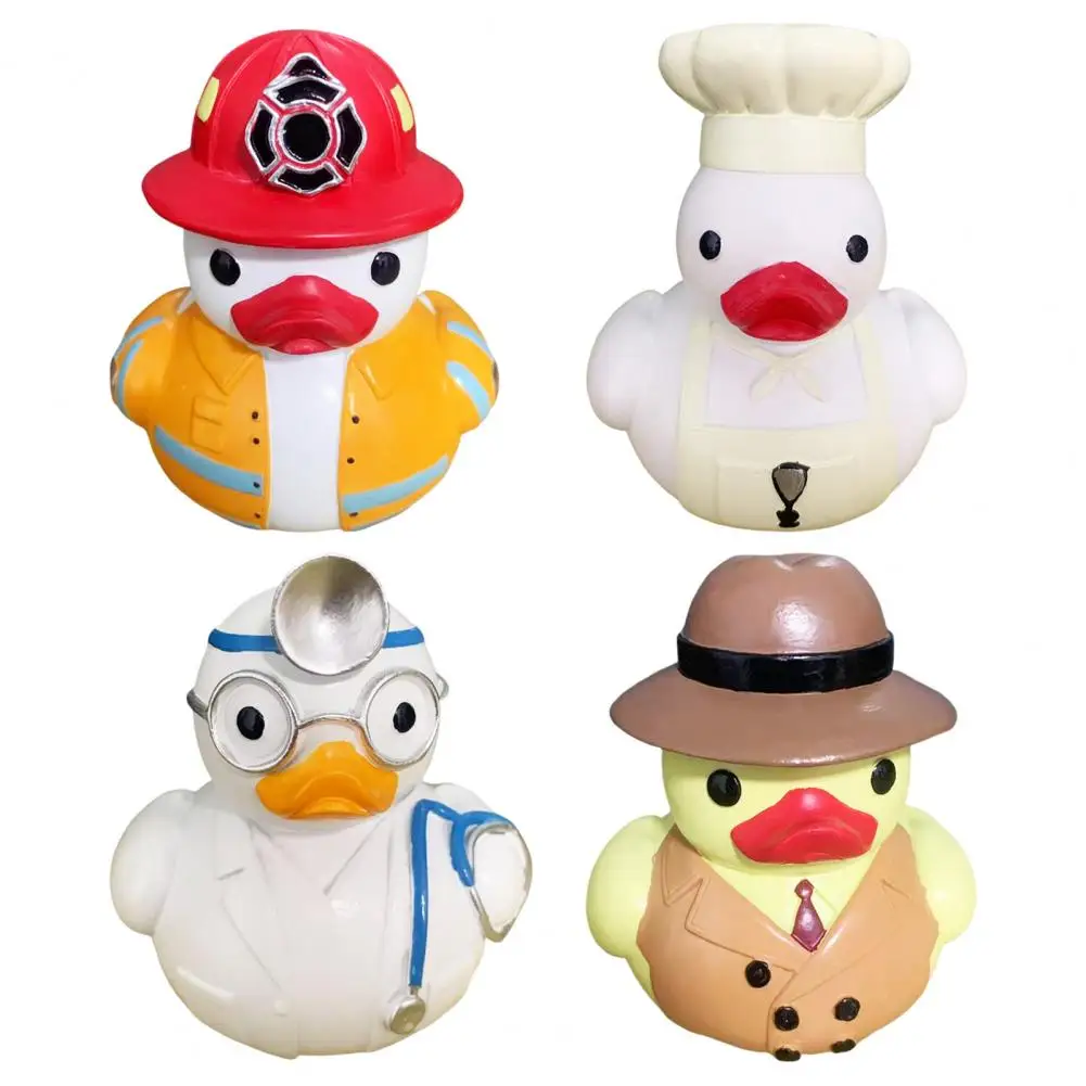 Chef Duck Figurine Resin Doctor Duck Ornament Colorful Firefighter Detective Duck Statue for Living Room Bedroom Shelf Decoratio