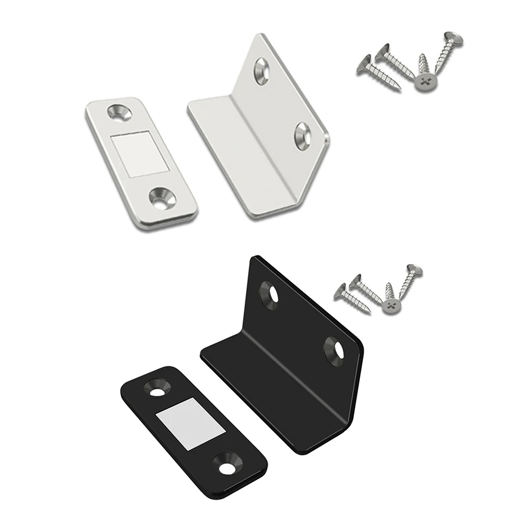 Aluminum Magnetic Door Catch L-Shaped Cabinet Door Catch Latch Simple Wardrobe Door Catch Easy Installation for Bedroom Wardrobe