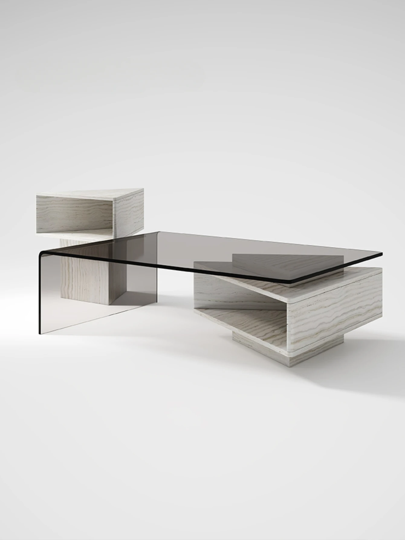 Marble coffee table, Italian light luxury, minimalist small apartment, living room glass, creative rectangular telescopic