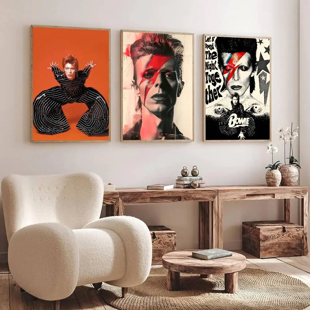 British Rock Singer D-David B-BowieS Poster Self Adhesive Waterproof Ideal For Living Room Bedroom Bar Decoration