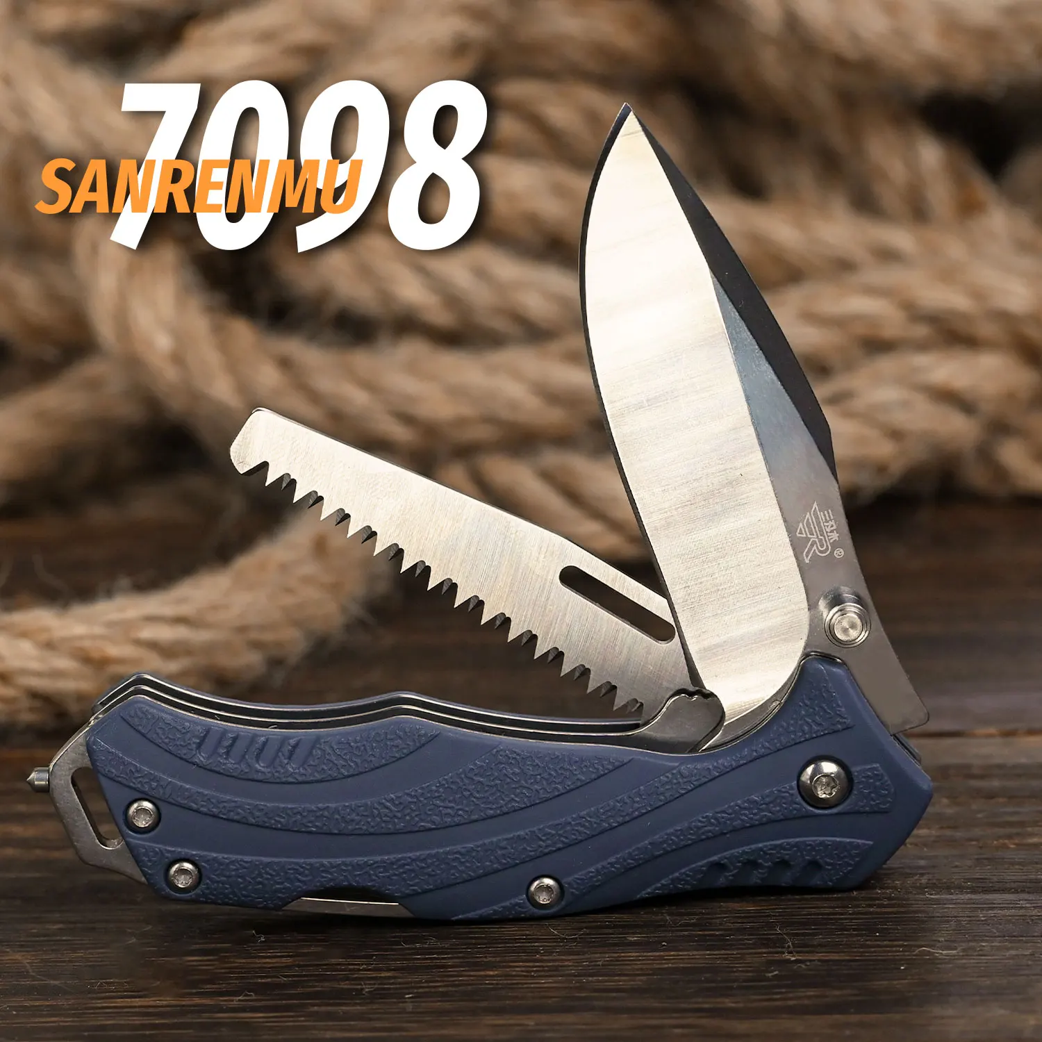 SANRENMU 7098 Tool Knife 12c27 Blade Outdoor Camping Hunting Survival Rescue EDC Saw Bottle Opener Multifunctional Folding Knife