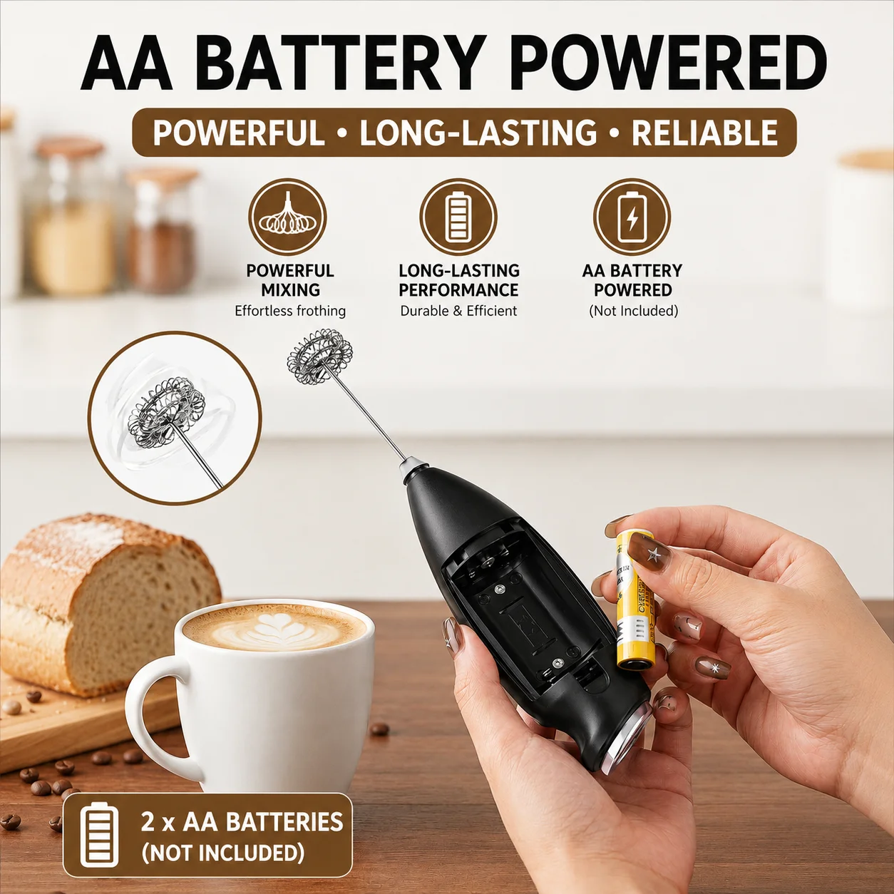 ￼   New Electric Handheld Egg Beater, Small Cream and Egg Frother, Food Mixer, Coffee Stirrer, Single-Head Milk Frother, Essential Kitchen Tool, Model Without Stand
