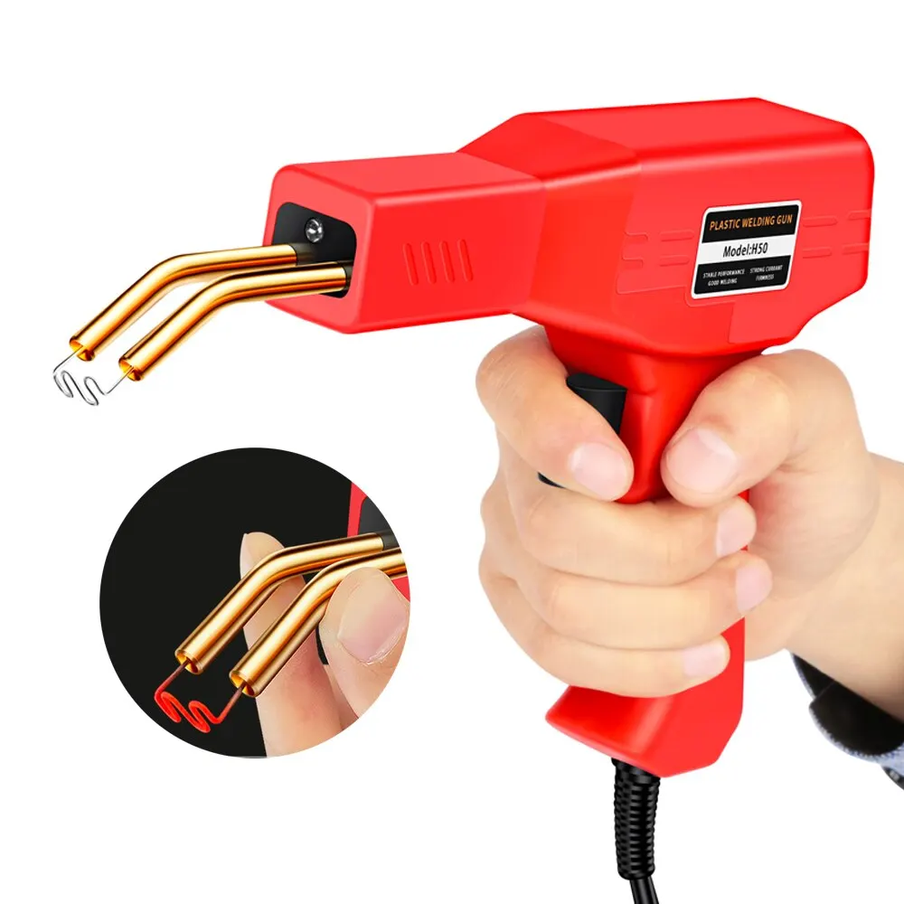 Saldatore di plastica rosso 50W pistola per unghie calda con 200/400/800 chiodi Kit di riparazione paraurti auto strumento di Cracking chiodatrice