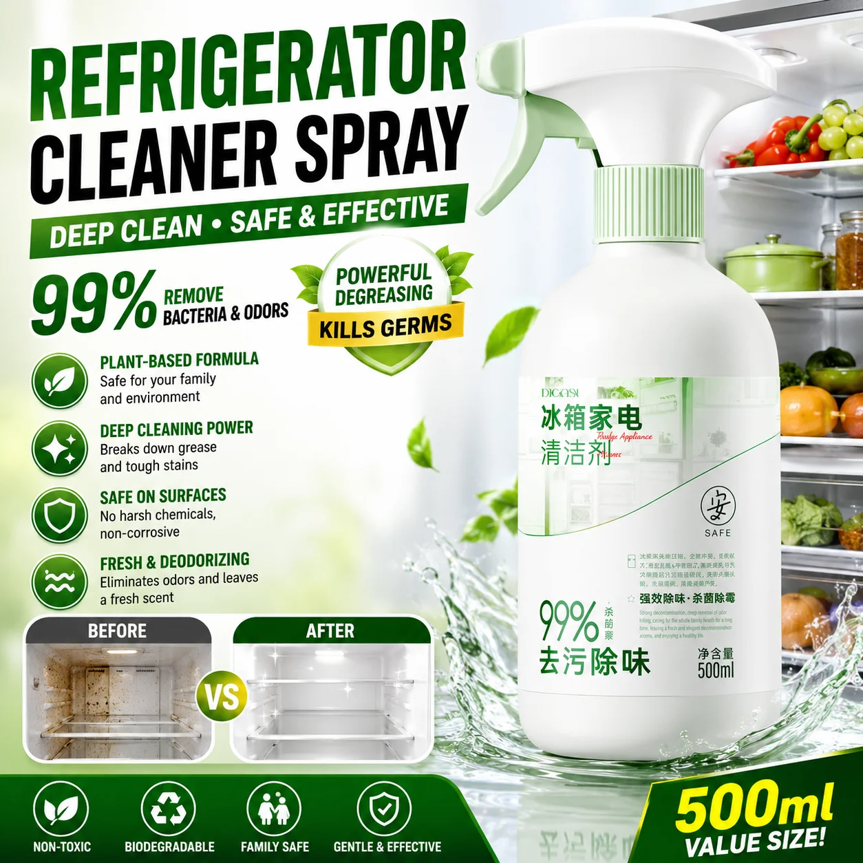 Refrigerator cleaner deodorizing sterilizing odor removing rubber ring, rubber strip, mold spot removing multifunctional cleaner