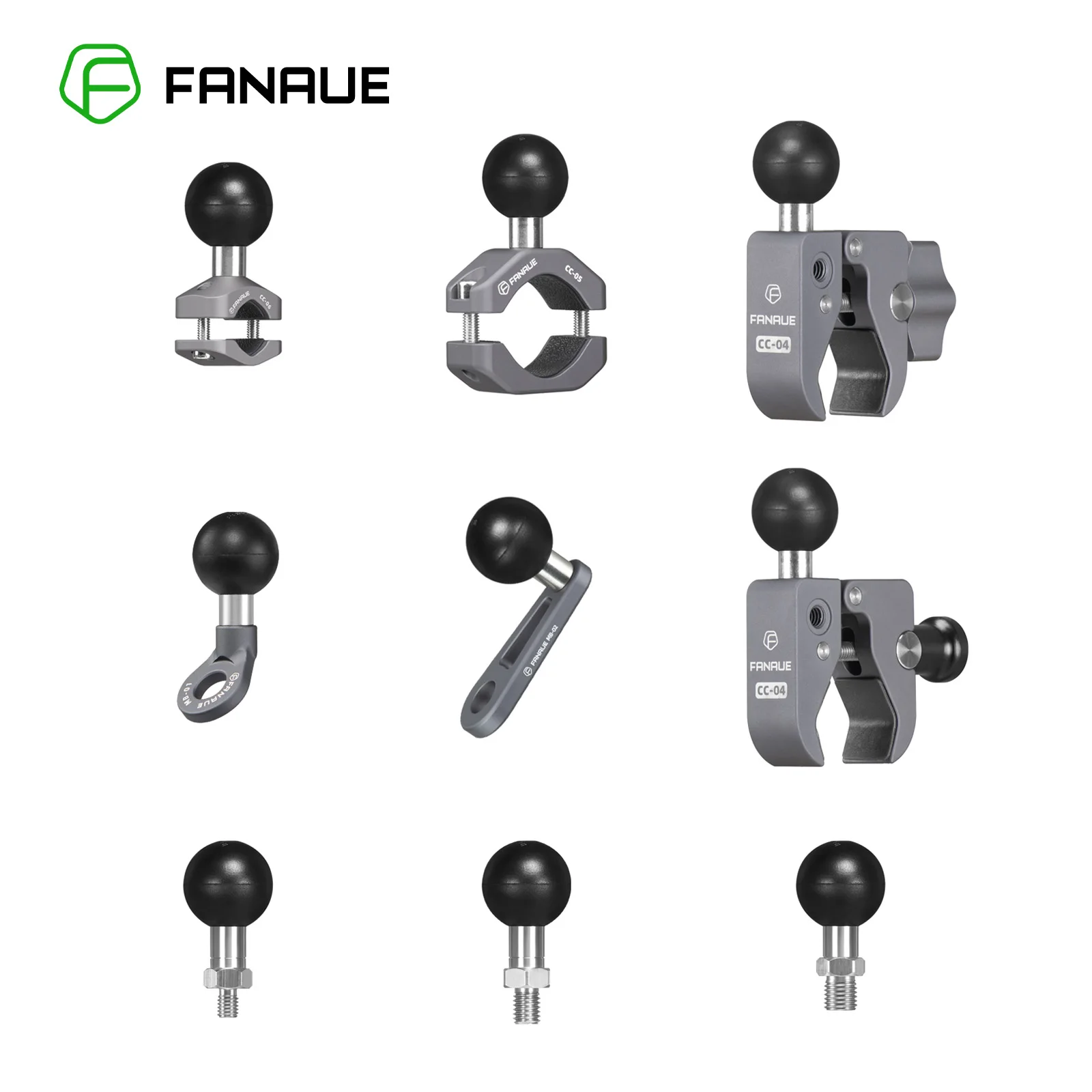 FANAUE Aluminiowy 1-calowy adapter głowicy kulowej 25 mm Podstawa montażowa Uchwyt na telefon motocyklowy Kierownica do kamery akcji DJI GoPro Insta360