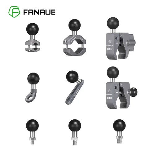 FANAUE-Adaptador de cabeza de bola de aluminio de 1 pulgada, Base de montaje de 25mm, soporte de teléfono para motocicleta, manillar para cámara de acción DJI GoPro Insta360