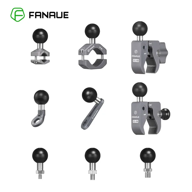 FANAUE Aluminiowy 1-calowy adapter głowicy kulowej 25 mm Podstawa montażowa Uchwyt na telefon motocyklowy Kierownica do kamery akcji DJI GoPro Insta360