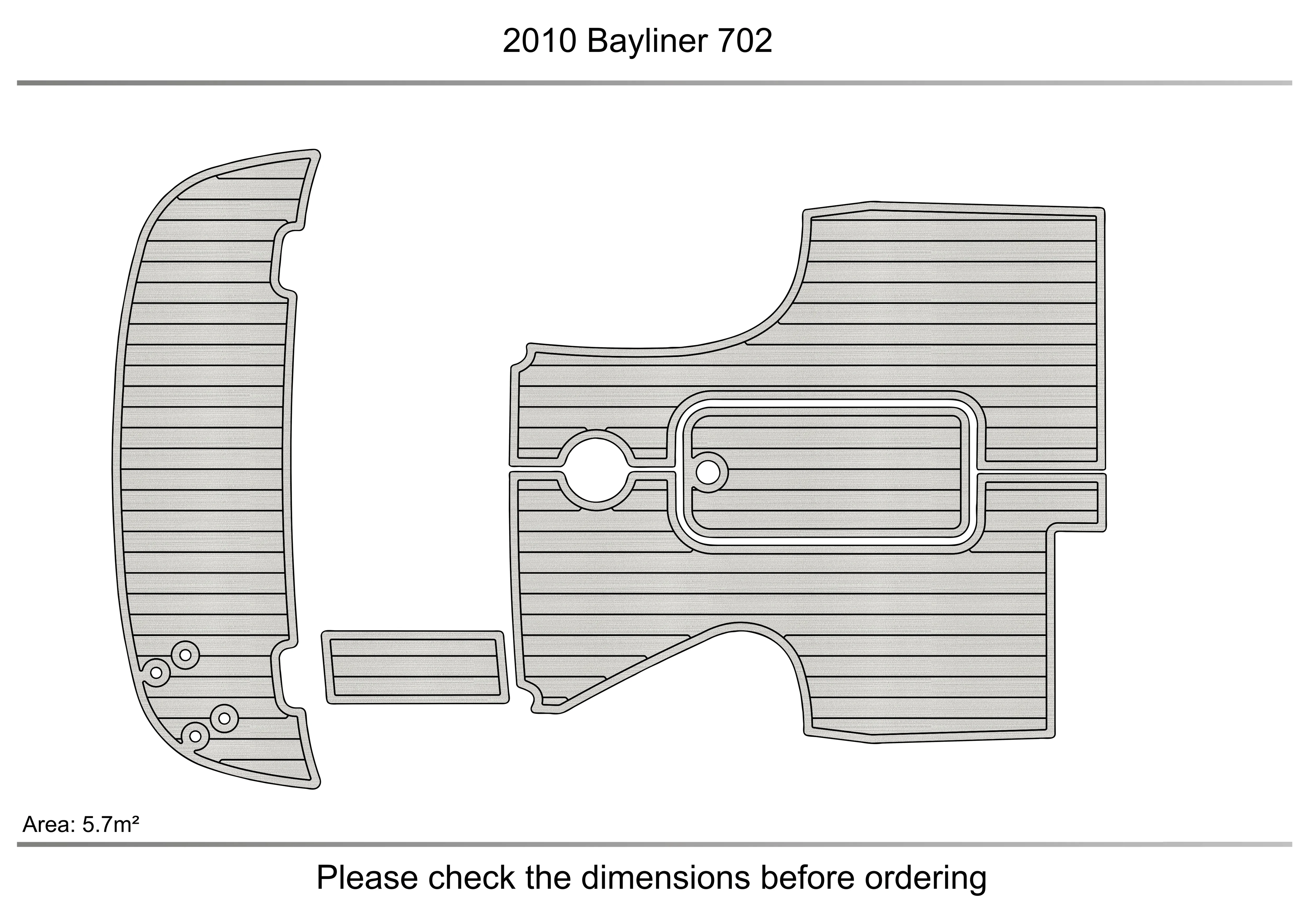 2010 Bayliner 702 Cockpit swim platform 6mm EVA TEAK FLOOR Non-slip mat