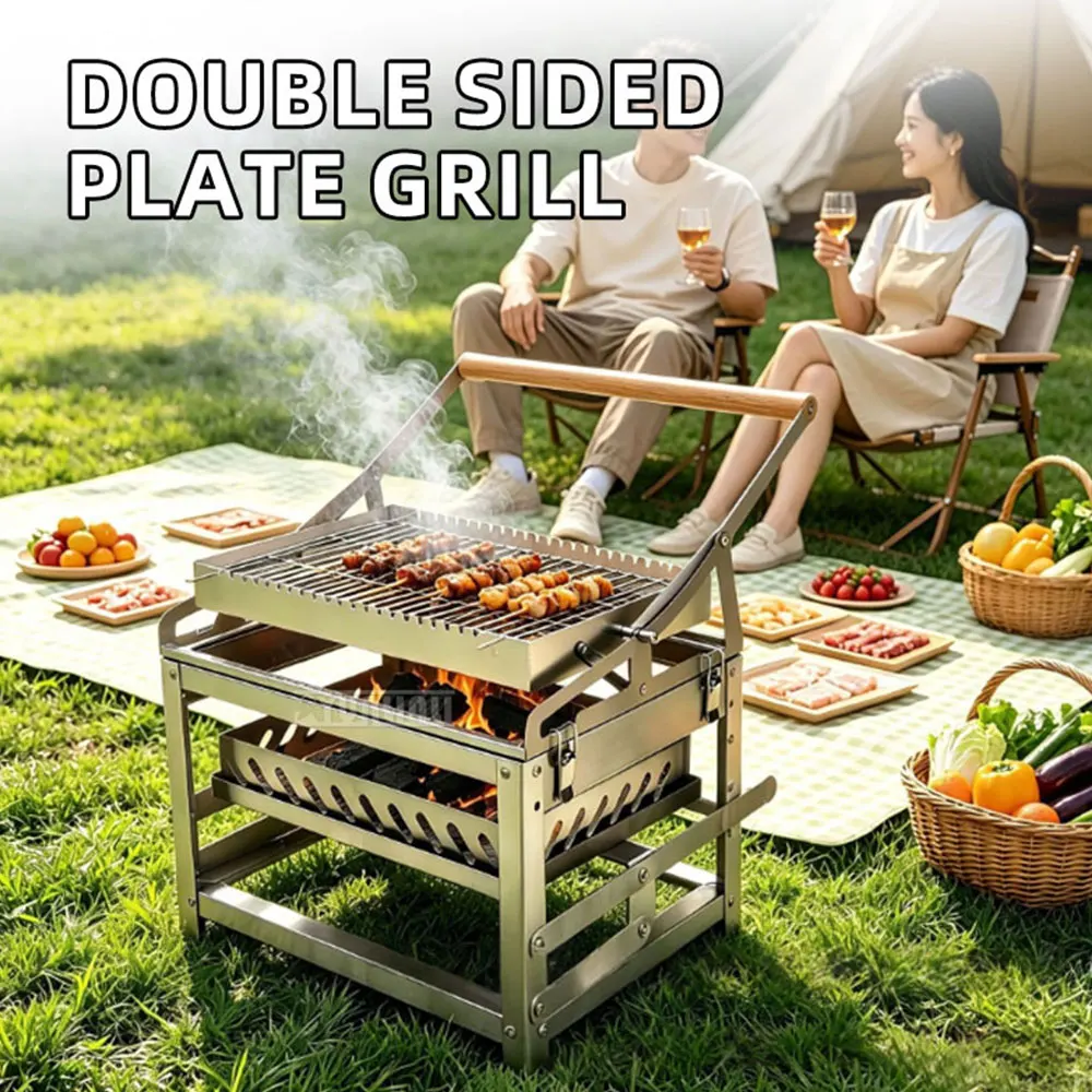 Flip Side BBQ Double-Sided Charcoal Grill - Reversible Design for Enhanced Grilling Experience