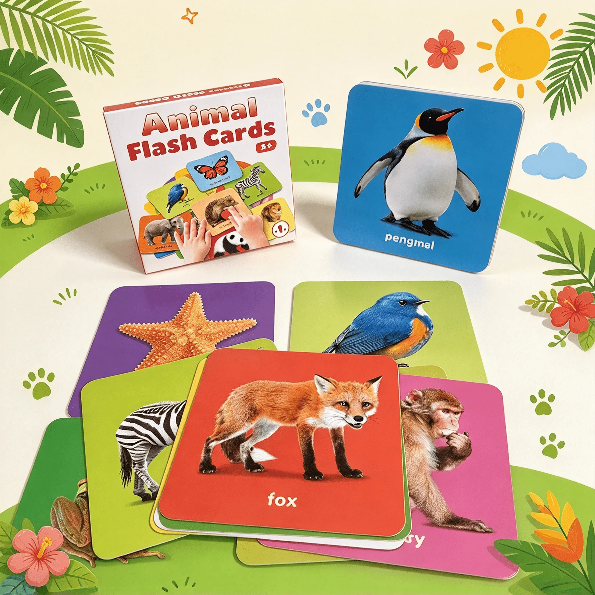 Kids Animal Flash Cards Early Educational Learning Cards Baby English Animal Picture Flashcards Montessori Toys For Toddlers 2+