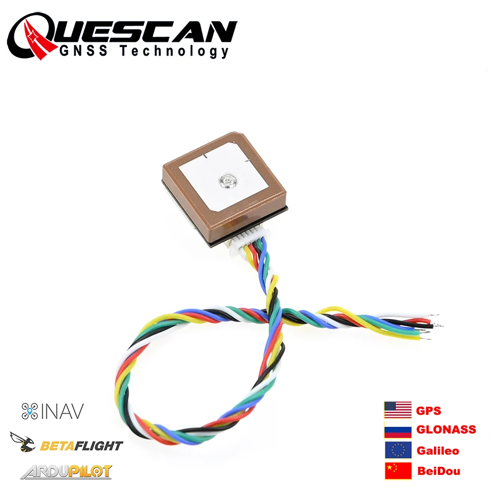 

QUESCAN All-Constellations 20 Гц Дрон FPV M10 GPS Модуль компаса для Ardupilot Betaflight PIX4 INAV GPS Galileo ГЛОНАСС BeiDou