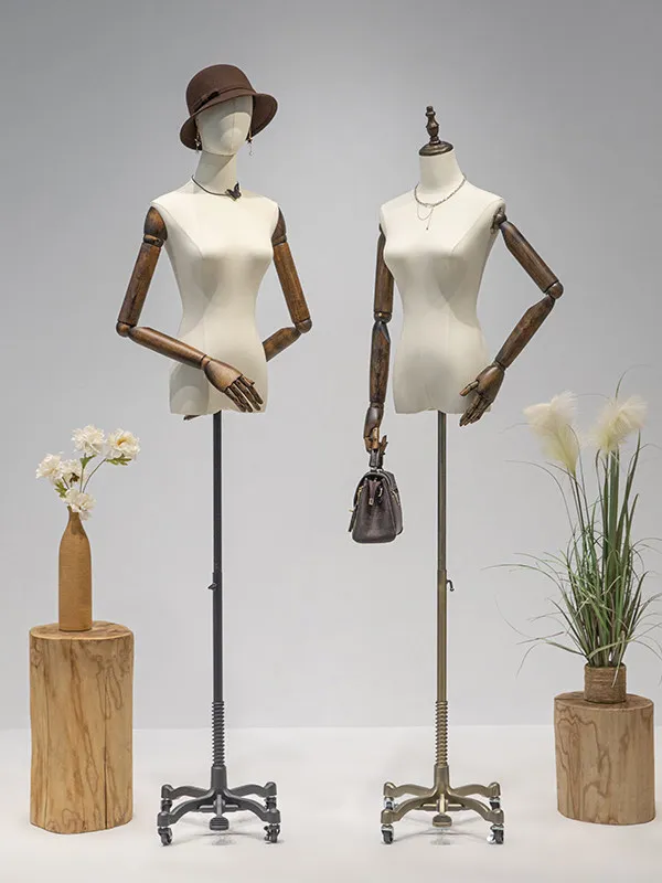 Swivel wheel clothing display props, female mannequin, half-body female mannequin, clothing store window display, wedding dress