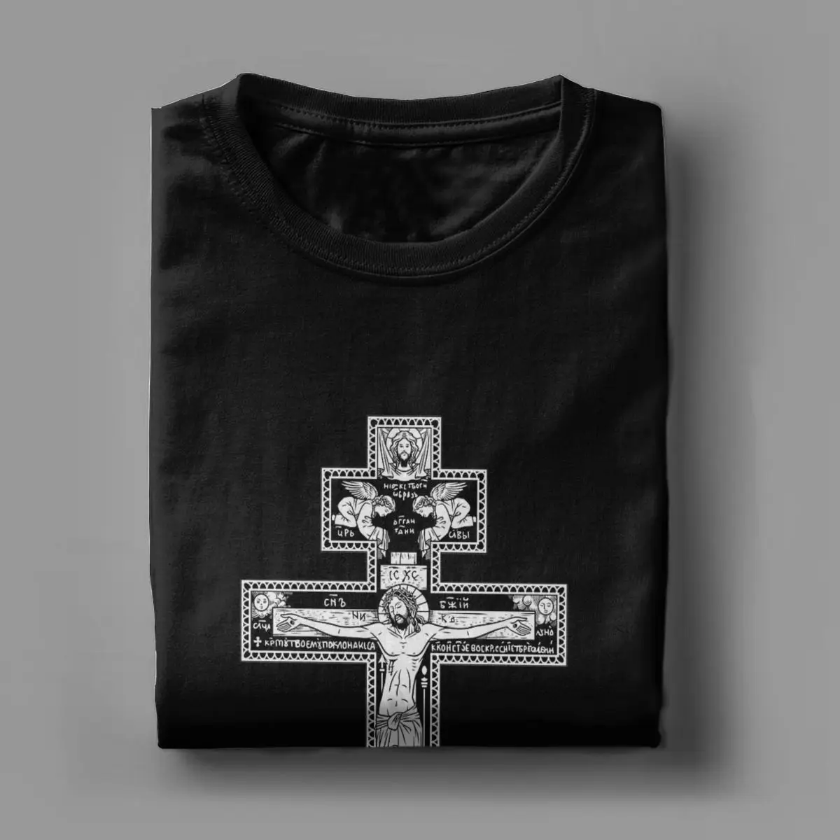 Men\'s Orthodox Cross Classic T Shirts Christian Jesus Religion Religious Pure Cotton Short Sleeve O Neck Tees Printing T-Shirt