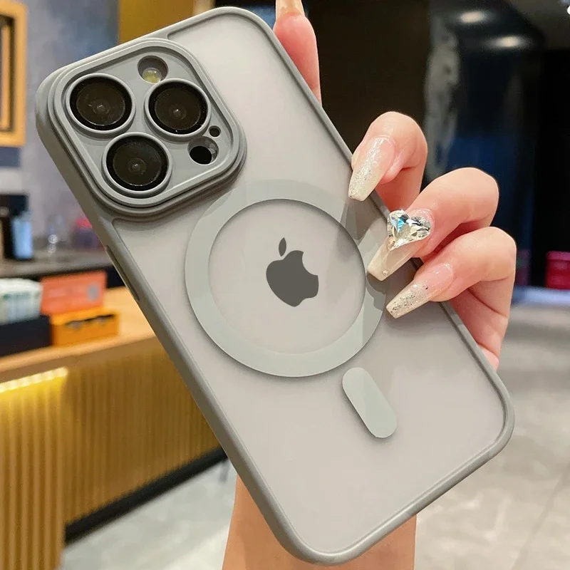 Luxuriöse, durchscheinende, magnetische, matte Hülle für iPhone 18 17 16 15 14 13 12 11 Pro Max, kompatibel mit MagSafe, kabelloses Laden, stoßfeste Schutzhülle