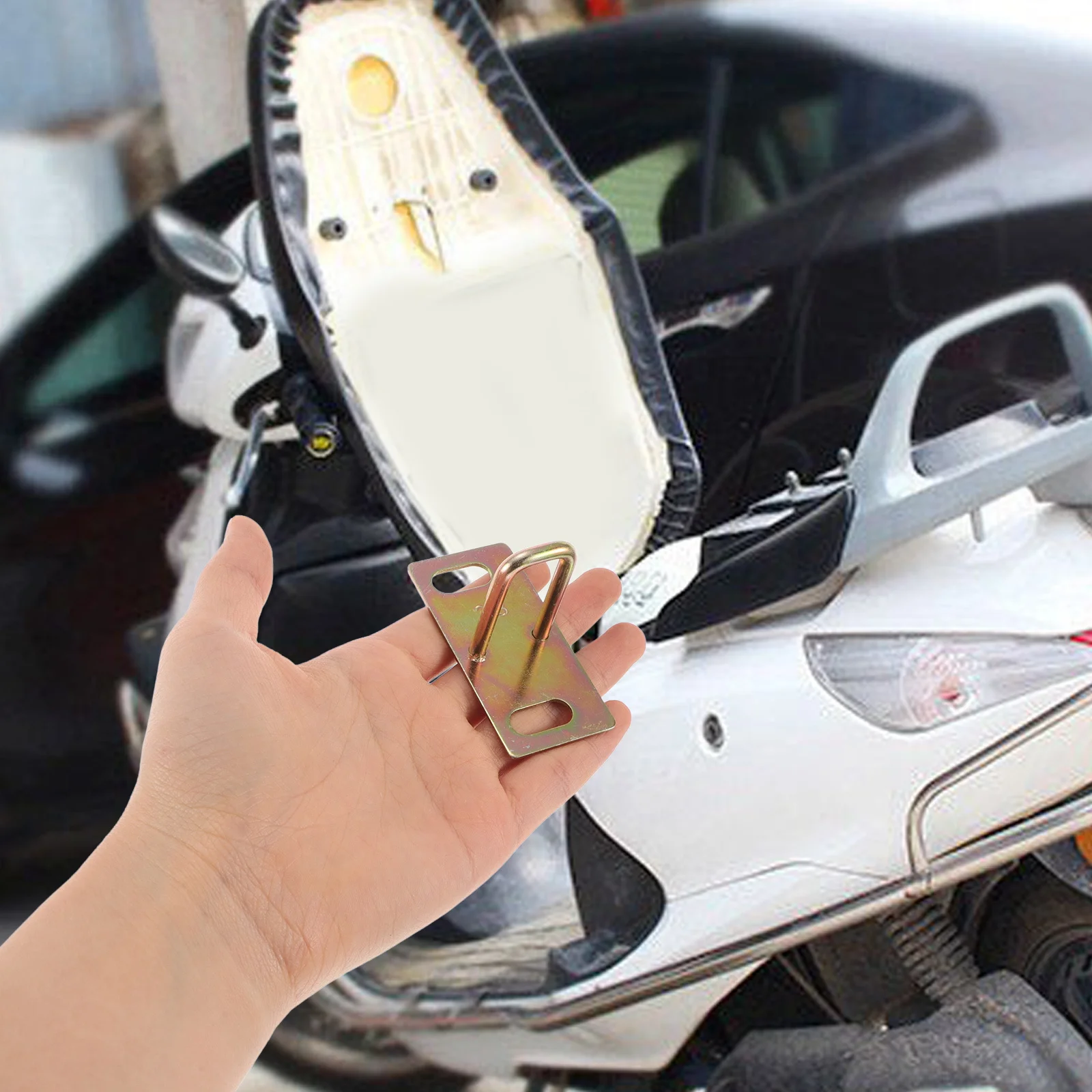 

4Pcs Metal Motorcycle Plate Replacement Universal Electric Motorbike Seat Lock Plate Security Protection for Seat Cushion