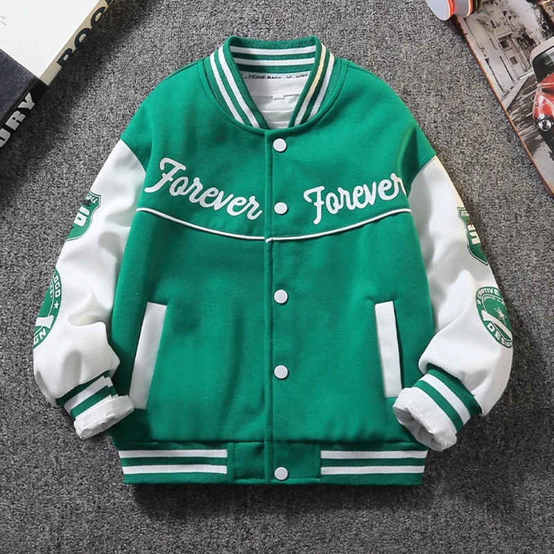 Frühlings-Herbst-Baseballjacke für hübsche Jungen mit Buchstaben-Dekoration, Outdoor-Mantel für 3-14 Jahre alte Kinder, Geburtstagsgeschenk – Detail 3