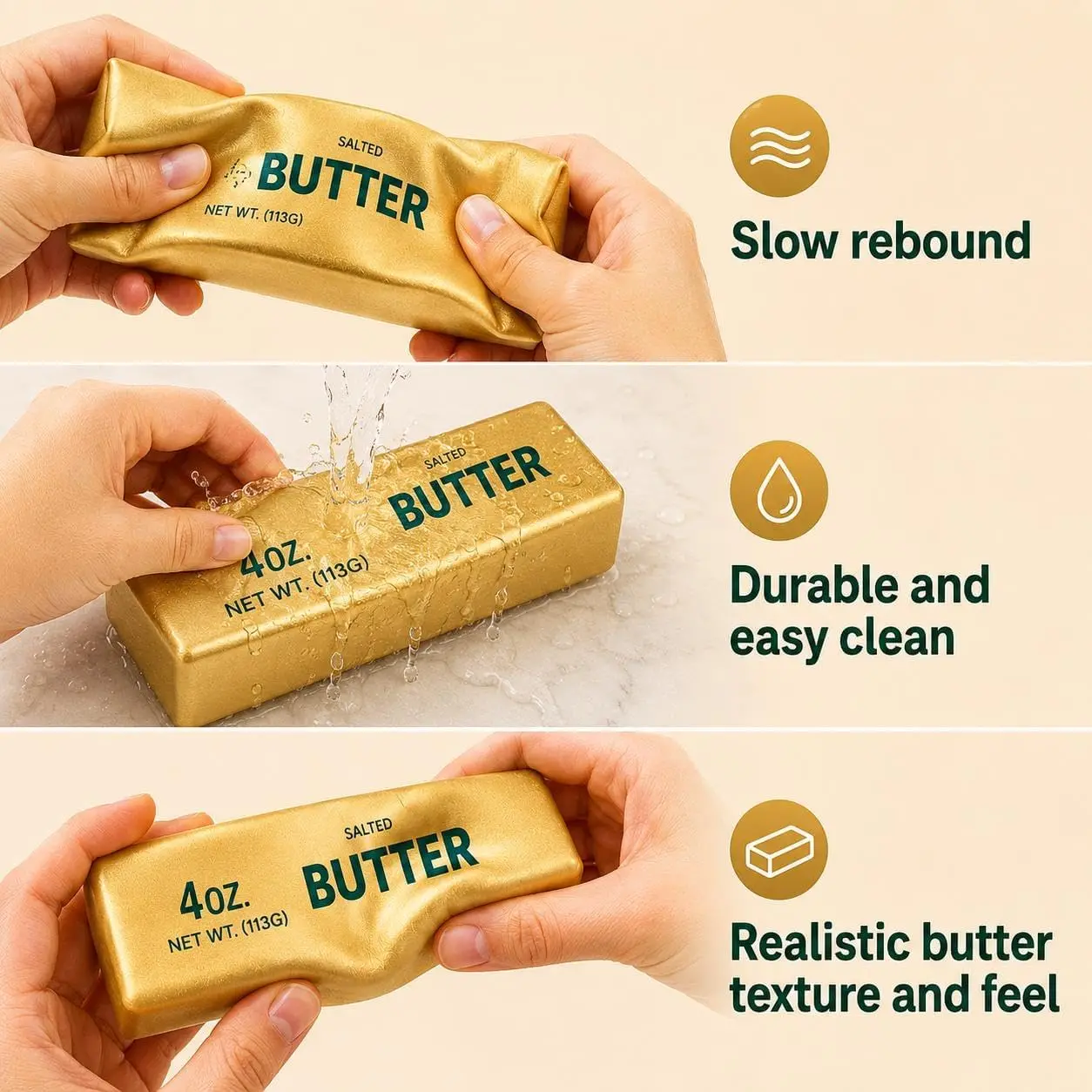 Kawaii 13.5cm Golden Butter Block Squishy Fake Food Aesthetic Room Desk Decor Ornament Slow Rebound Squeeze Surprise Gift Prop