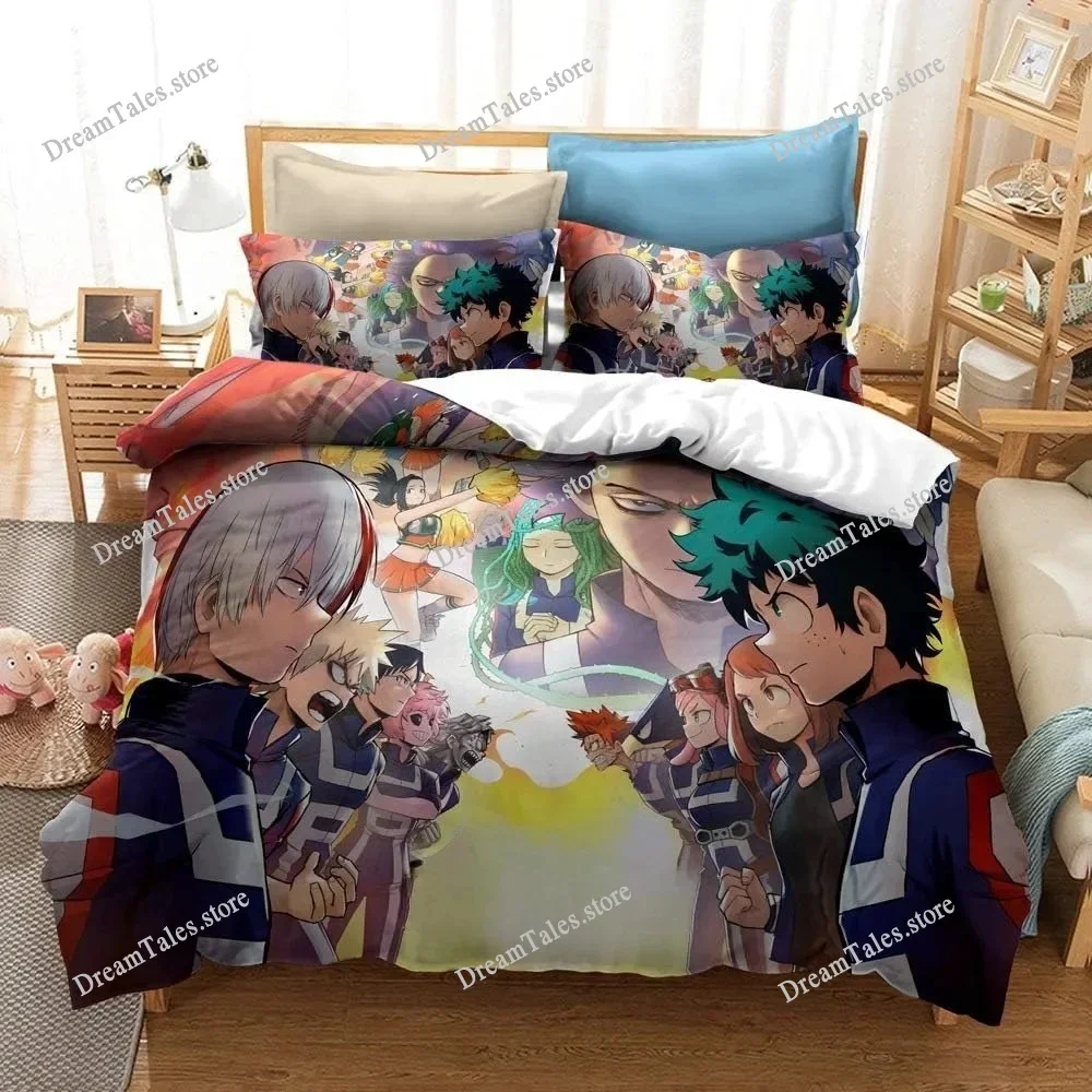 

Cartoon Anime Bed Linen,Microfibre Bedding Sets, Children's Bed Linen with Zip Room Decor Duvet Cover for Teenagers Adult
