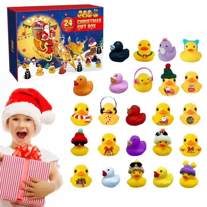 24PCS Christmas Rubber Duck Advent Calendar Days Xmas Countdown Calendar For Kids Christmas Toys Gifts For Kid Adults Calendar