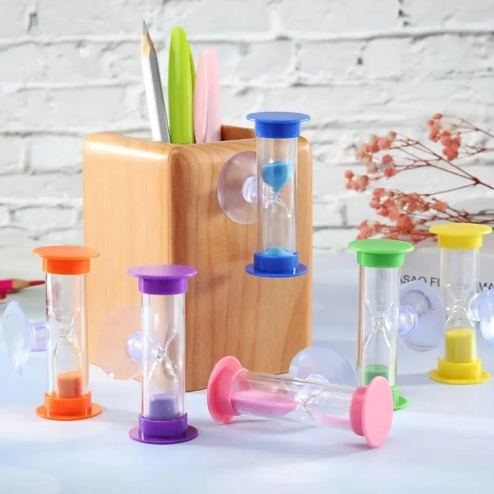 2/3 Minutes Hourglass Sand Clock Suction Cup Mount Multicolor Sand Timer Funnel Shape Portable Size Mini Hourglass Wash Up