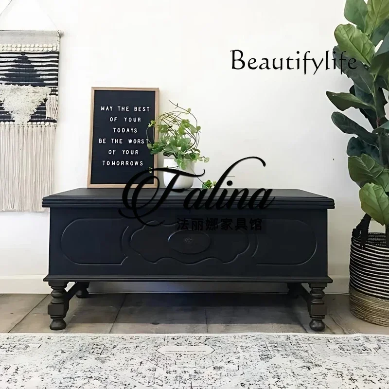 VV W الفرنسية الراقية الرجعية نمط طاولة القهوة الخشب الصلب نحت زهرة فيلا الأوروبية الفاخرة المحكمة غرفة المعيشة القهوة العتيقة T #2