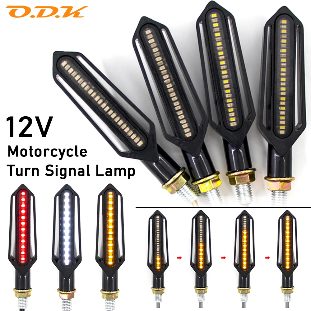 24 LED Motorcycle Turn Signal Tail Light Flowing Blinker Flashing Blinker Brake Stop Relay Running DRL Flasher Warning Lamp 12V