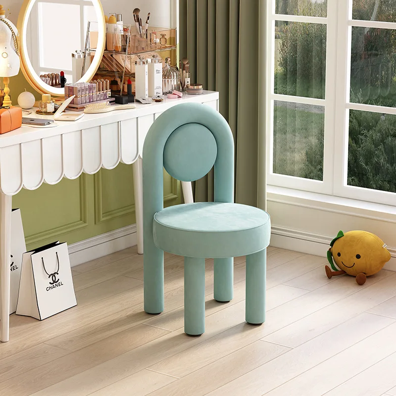 Imagen 4: Sillas para sala de estar, taburete de maquillaje de macarrón, taburetes ligeros de lujo, estilo crema, muebles de tocador simples para el hogar y el dormitorio, silla de comedor