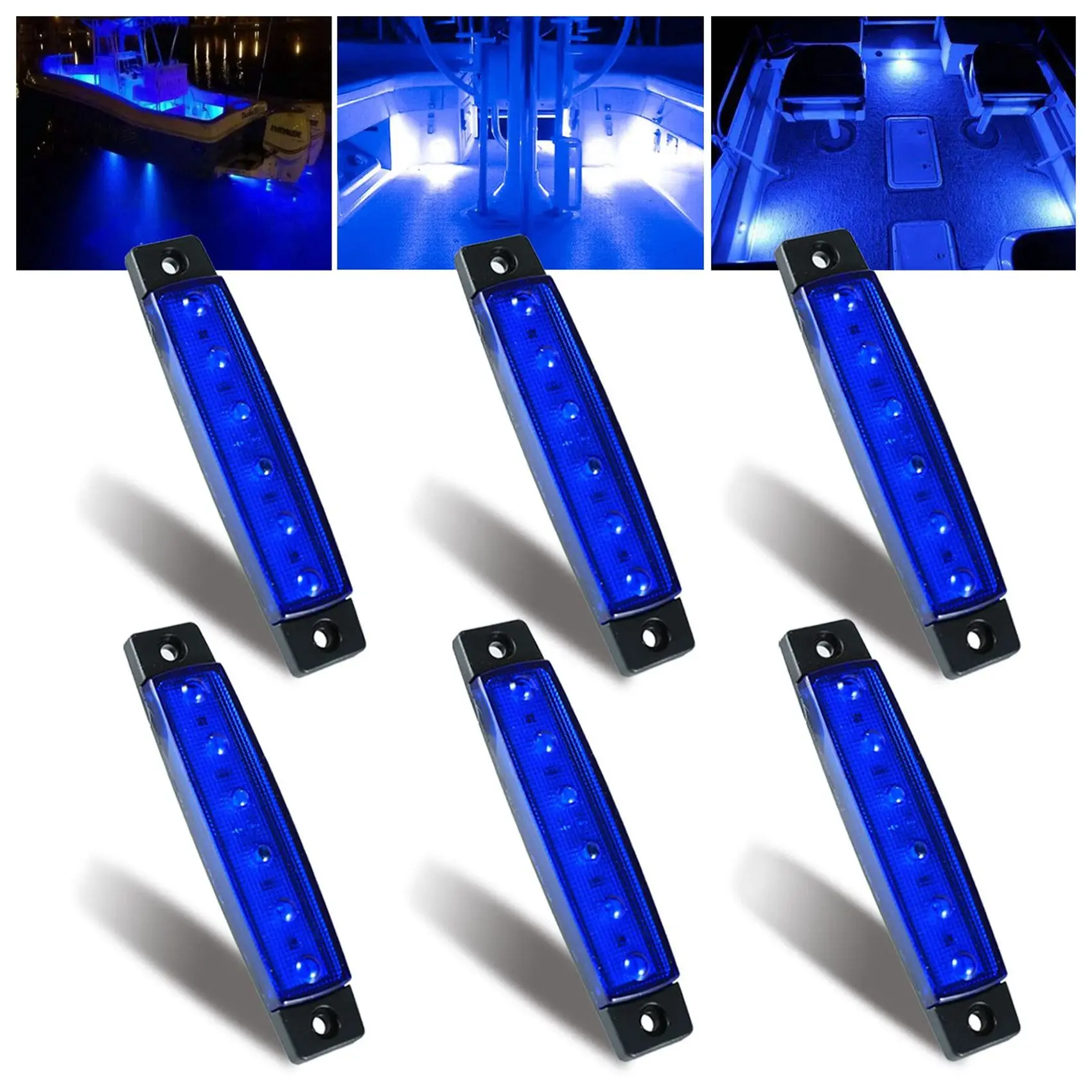 6Pcs LED Boat Interior Lights Marine Boat Lights Marine Courtesy Light Strip Deck Transom Cockpit Navigation