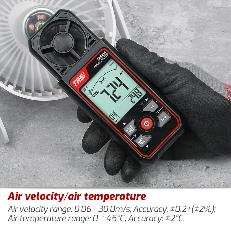Imagem -02 - Tasi Ta641a Ta641b Anemômetro Digital Portátil Medidor de Velocidade do Vento Medidor de Vento Anemometro 30 m s Vento Frio Display Lcd