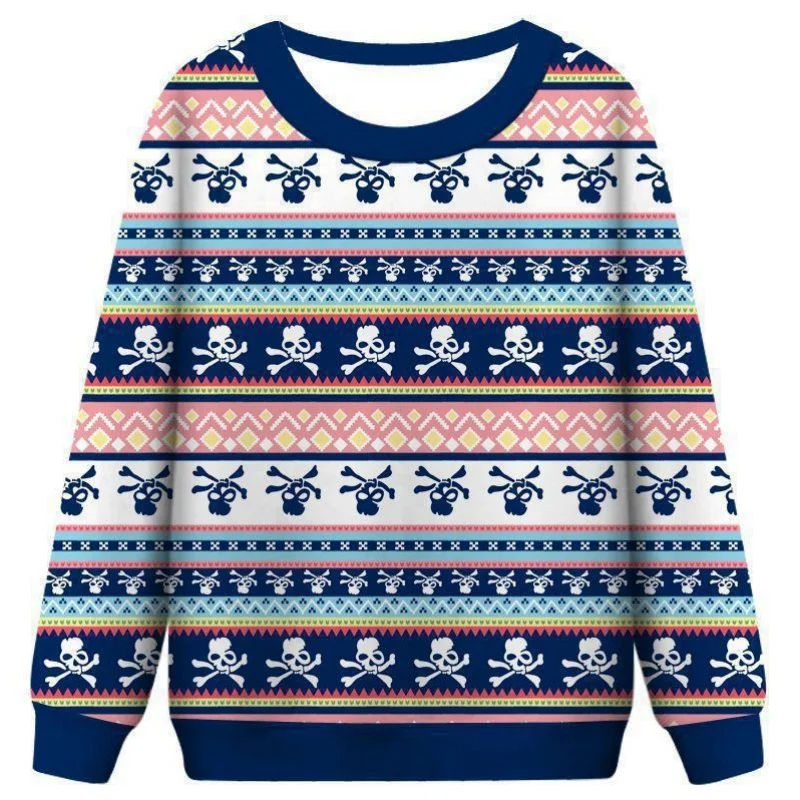 Christmas Tree Snow Pattern Sweatshirts For Men Deer Santa Claus 3D Print Tops Autumn Loose O-Neck Hoodies Long Sleeves Pullover