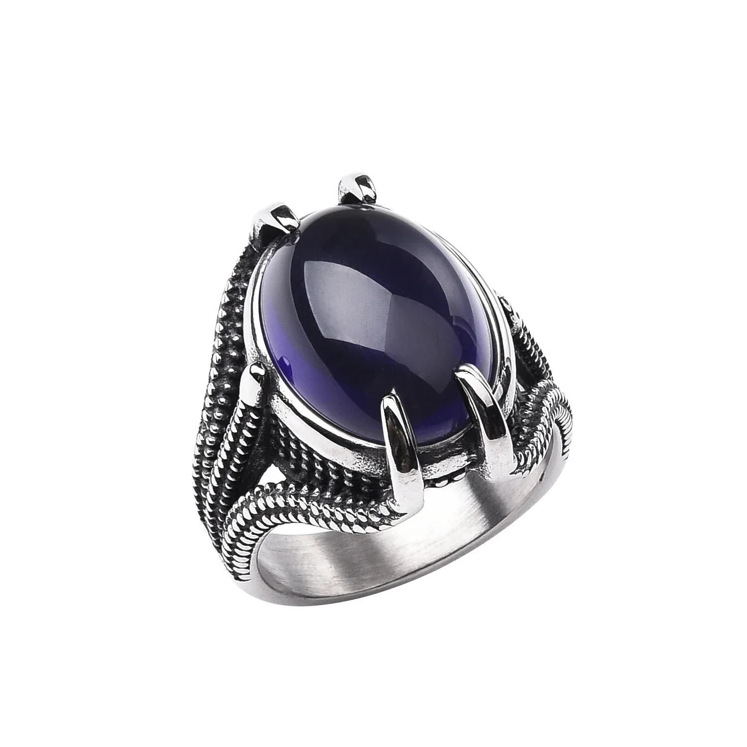 R3232 Herren Trendige Hochwertige 316L Edelstahl Onyx Krallen-Ringe Klassischer Vintage Modeschmuck