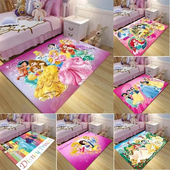 미니 디즈니 공주 패턴 어린이 침실 침대 옆 카펫, 미끄럼 방지 부드러운 바닥 매트, 소파 커피 테이블 공간 러그, 홈 데코 