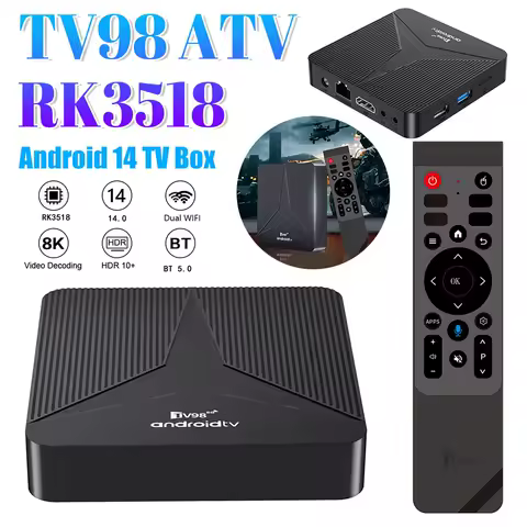New Version TV Box Android 14 TV98 ATV RK3518 Smart Media Player Wifi6 BT5.0 4K Ultra HD Media Player Set Top Box Android Box