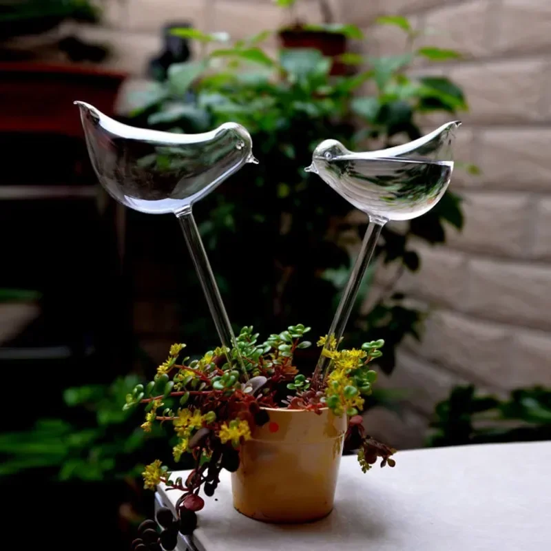 Houseplant Automatic Self Watering Glass Bird Watering Cans Flowers Plant Decorative Clear Glass Watering Device