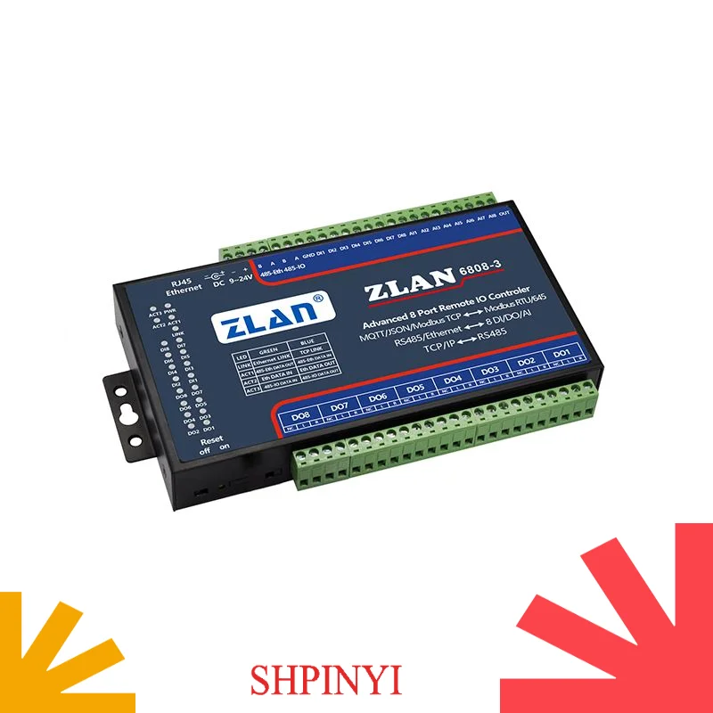 remote IO module switch to Ethernet module 8 analog data acquisition 8 digital switching input/output module ZLAN6808-3