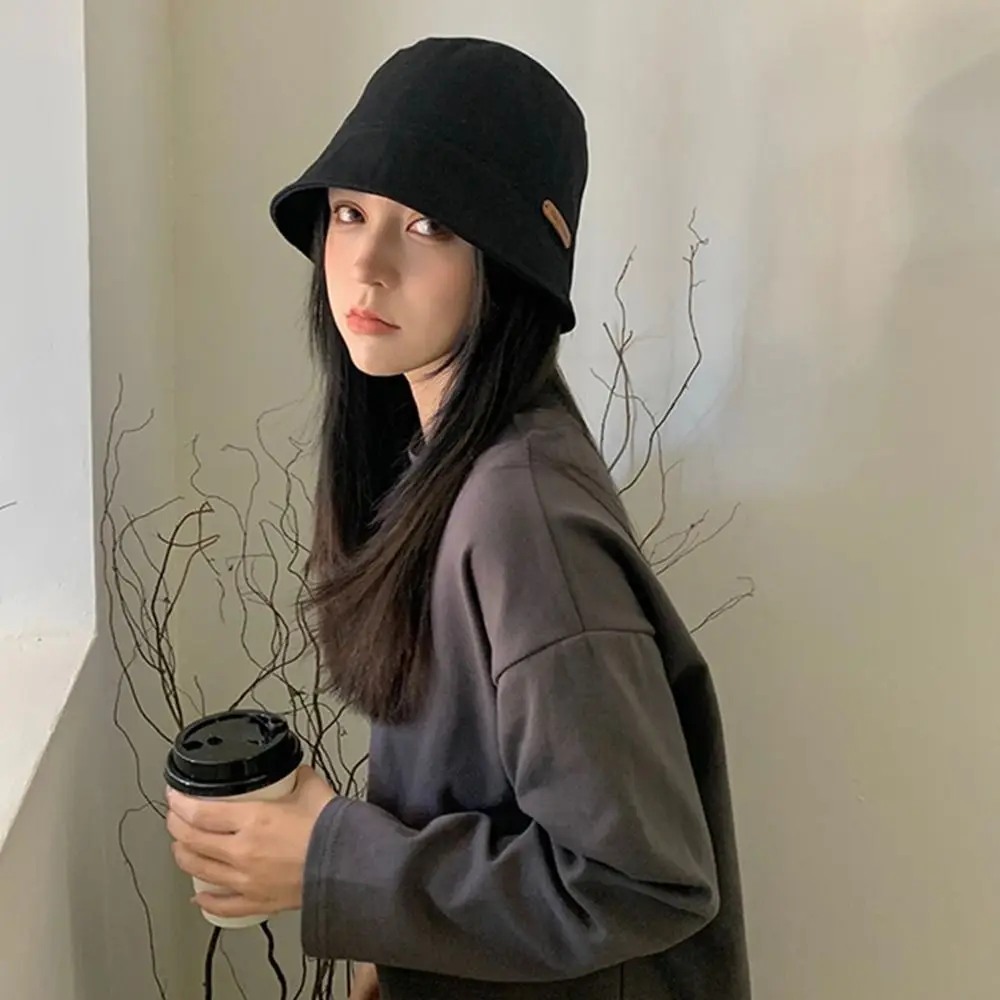 Spring Autumn Women Bucket Hat Solid Color Foldable Fisherman Hats For Girl Lady Outdoor Tour Panama Basin Cap