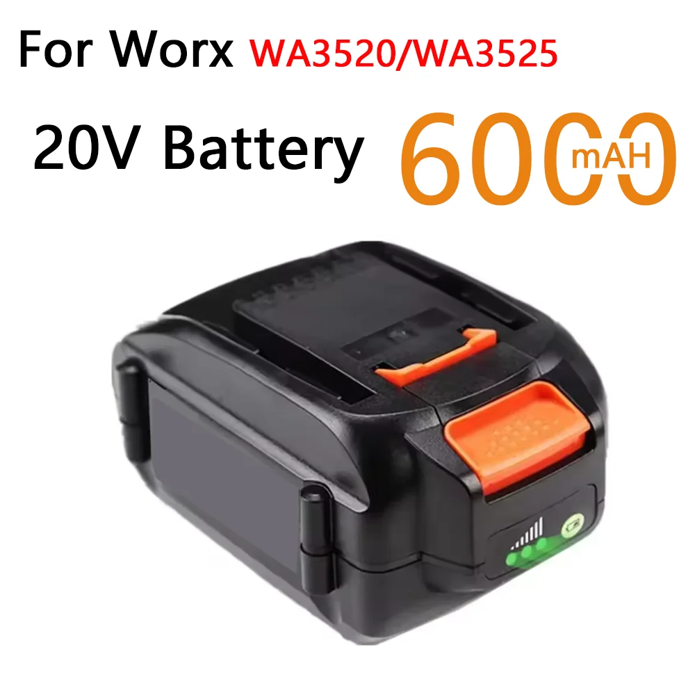 

For Worx WA3580 20V 6000mAh Li-ion rechargeable battery for wireless power tool battery replacement, with LED indicator