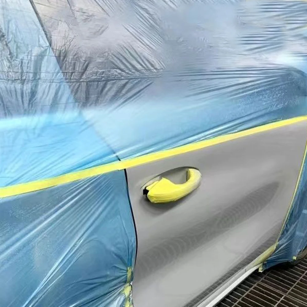 Filme de mascaramento pré-gravado, folha plástica, fita automotiva Washi, pintores de resíduos, pano de gota azul PE para pintura, 3 Rolls, 25m